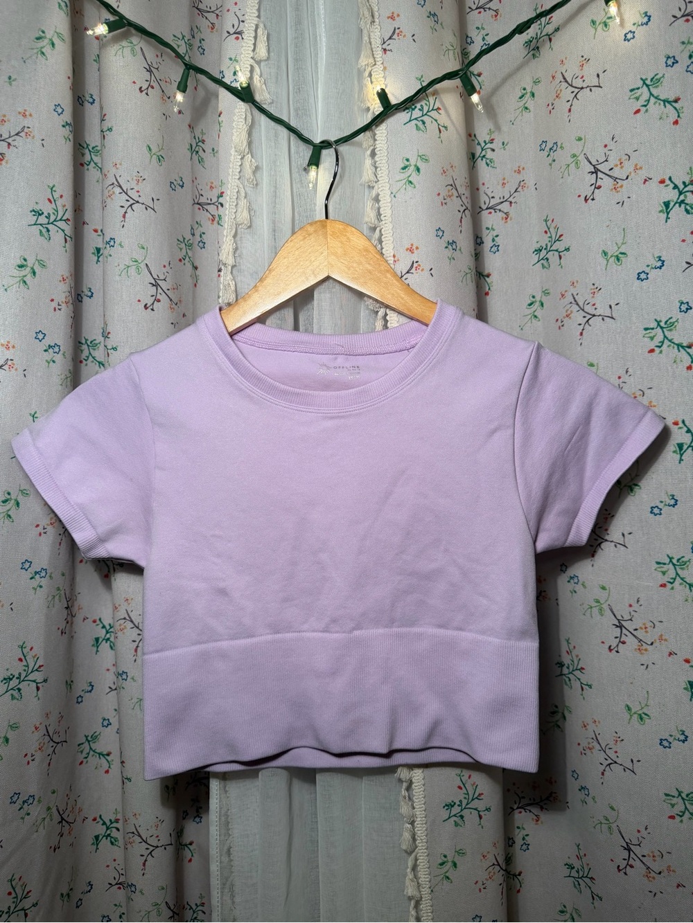 Lilac Crop Tee - Women's Casual Short Sleeve Top